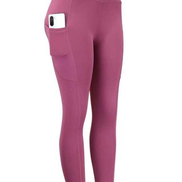 4pcs Yoga Tights M-Shaped Seam Sculpt Booty Compression Leggings With Side Phone - Picture 8 of 9